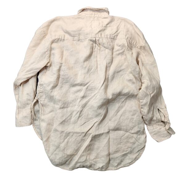 Anthropologie Maeve Womens Top Small Beige Linen Button Up Lagenlook Capsule - Picture 2 of 15